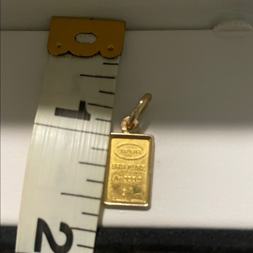 Gold Rectangular Pendant Charm - Yellow Gold - Picture 5 of 5